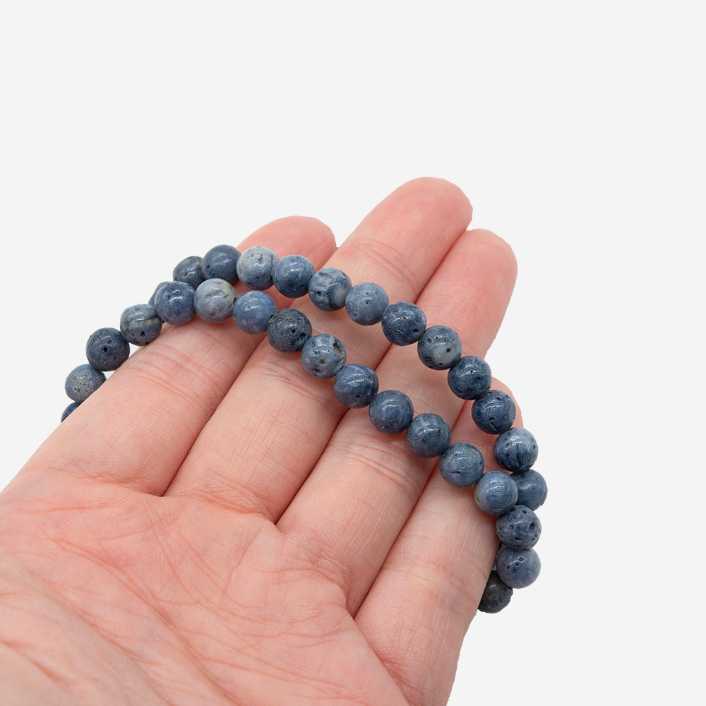 Голубой коралл Акори натуральный, бусины в форме шара 6,5мм