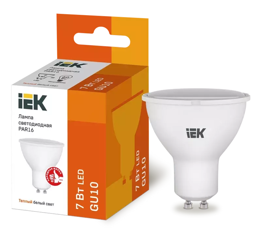 Лампа светодиодная ECO PAR16 софит 7Вт 230В 3000К GU10 IEK LLE-PAR16-7-230-30-GU10