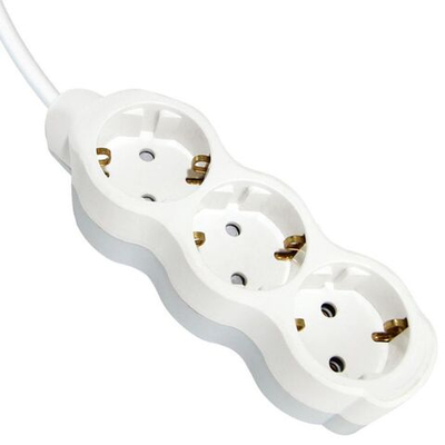 Удлинитель бытовой 3 гн, 1.5 м, ПВС, 3х1 мм2, с/з, 16 А, бело-сер, TDM, Люкс УЛ03, SQ1303-0232