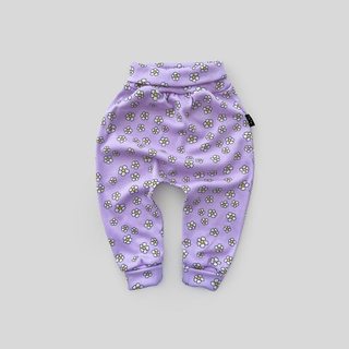 Легкие трикотажные брюки (ромашки на сиреневом)