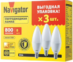 Лампа Navigator 95 489 NLL-03-01 (C37-8-230-2.7K-E14-FR-PACK3)