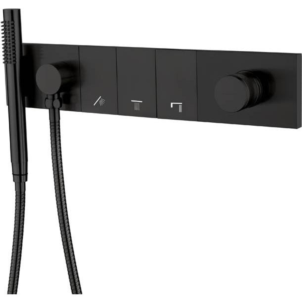 Встраиваемый смеситель для душа и ванны Boheme ZODIAC 132-SYS-B с ручным душем, Black