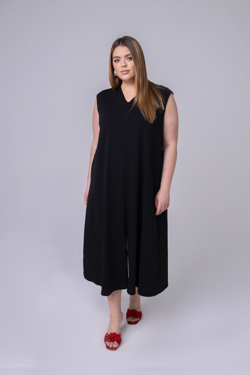 Платье-майка с V-образным вырезом, черный