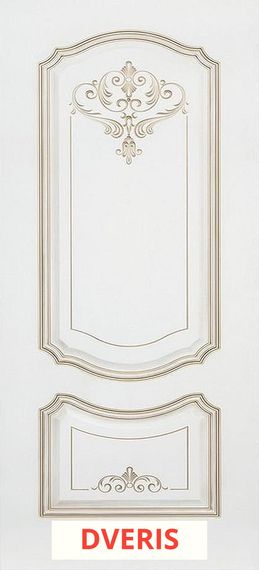 Межкомнатная дверь Соло Грэйс В4 ПГ (Белая эмаль/Патина белое золото)