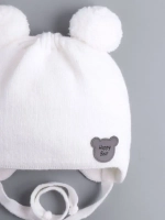 Шапка детская осенняя с завязками и помпонами