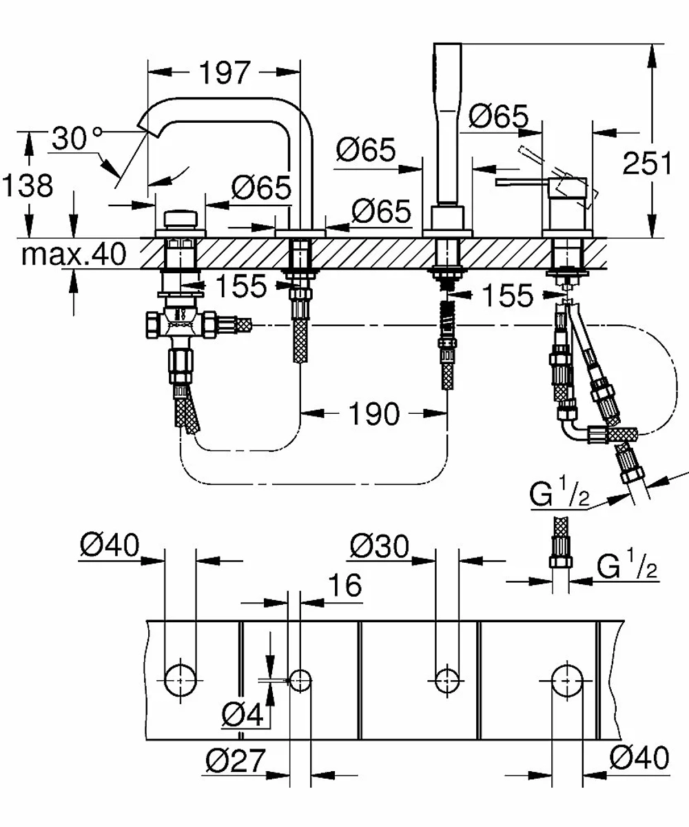 Смеситель для ванны Grohe Essence New 19578GN1 холодный рассвет матовый