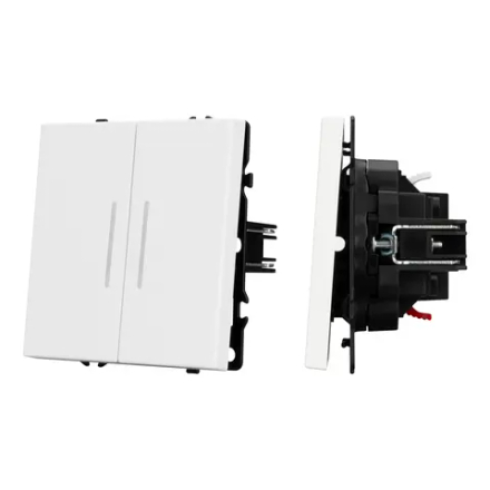 Механизм выключателя двухклавишный проходной LED SWT-NOBE-MKP2-SFPL-L-WH (230V, 10A) (Arlight, Белый кварц) 054240