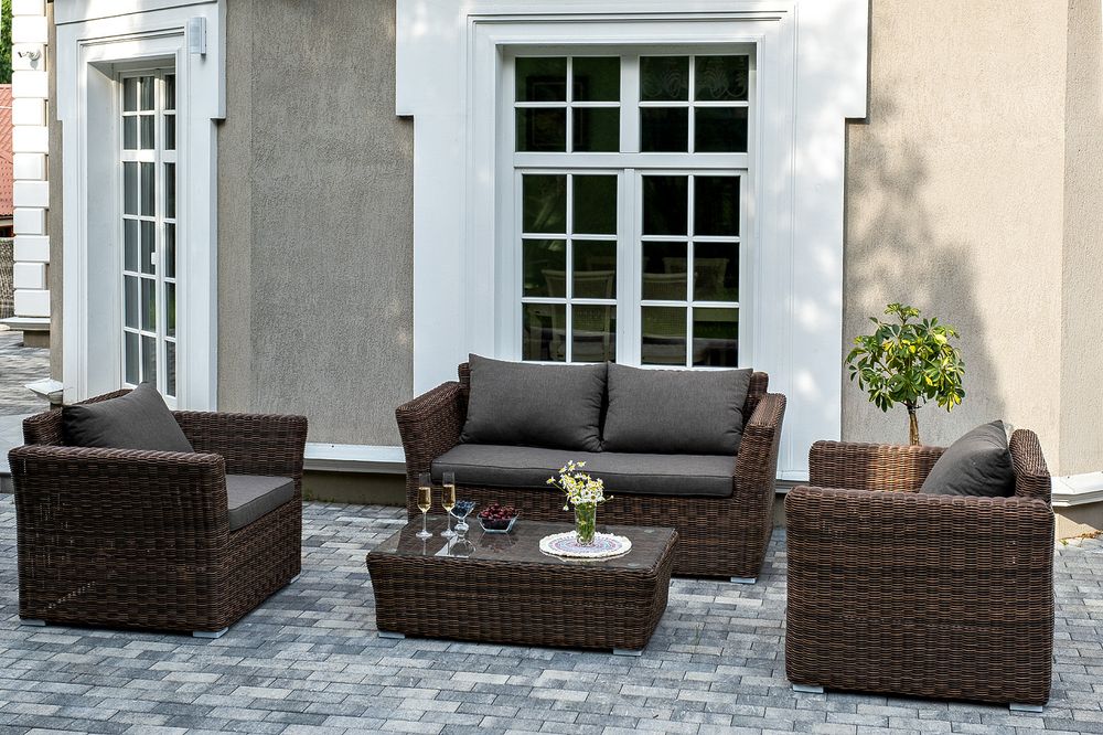 "Капучино Сингл" лаунж-зона из искусственного ротанга, цвет коричневый