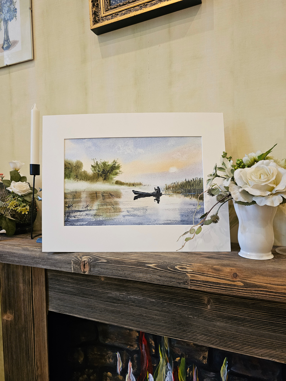 Картина авторская акварельная в паспарту 30х40 см на стену для интерьера "Тишина"