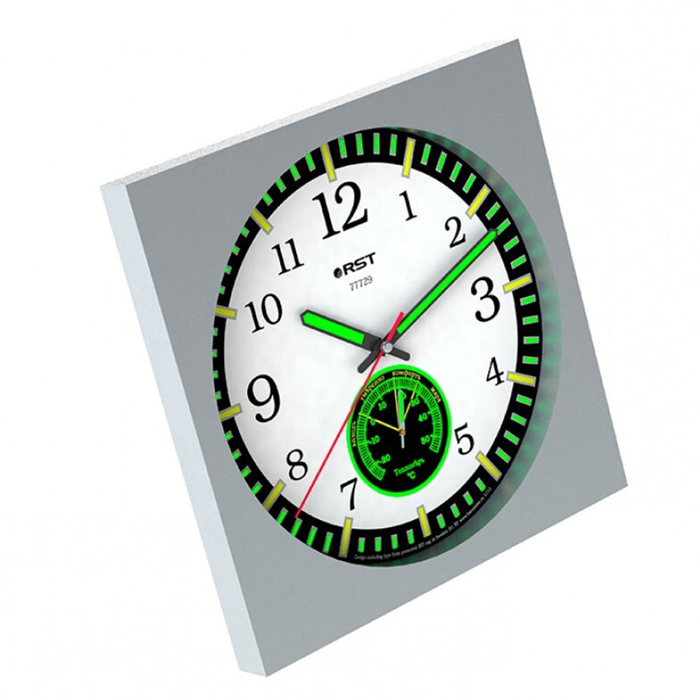 Светящиеся настенные метеочасы,  RST77729, плавный ход, 25x25см