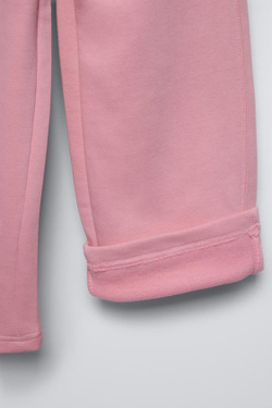 ZARA БРЮКИ WIDE LEG ИЗ МЯГКОЙ ТКАНИ С НАДПИСЬЮ, РОЗОВЫЙ