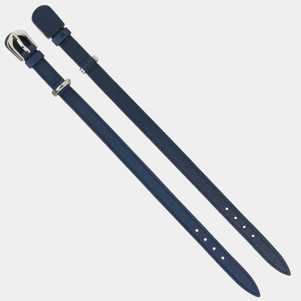 Ошейник Jumbo 13 мм из кожи сафьяно, синего цвета