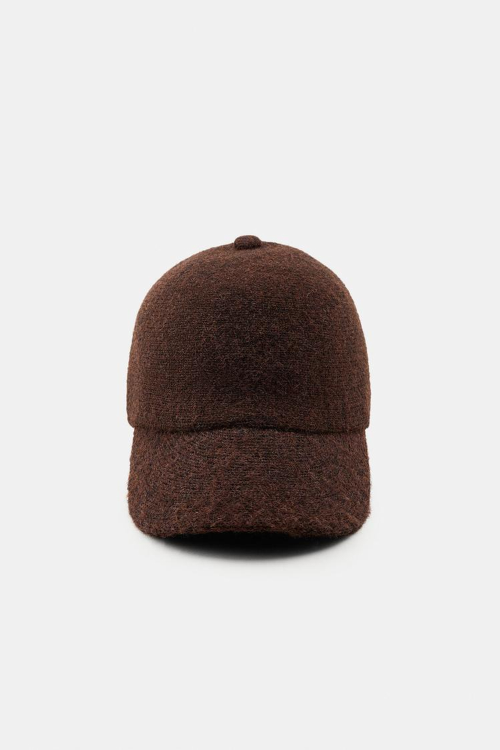 ZARA ТРИКОТАЖНАЯ КЕПКА С ЗАВЯЗКАМИ, КОРИЧНЕВЫЙ