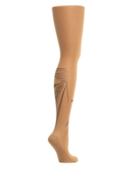 Колготки с принтом в виде метро на левой ножке (Размер: S-M-L) (Цвет: бежевый)