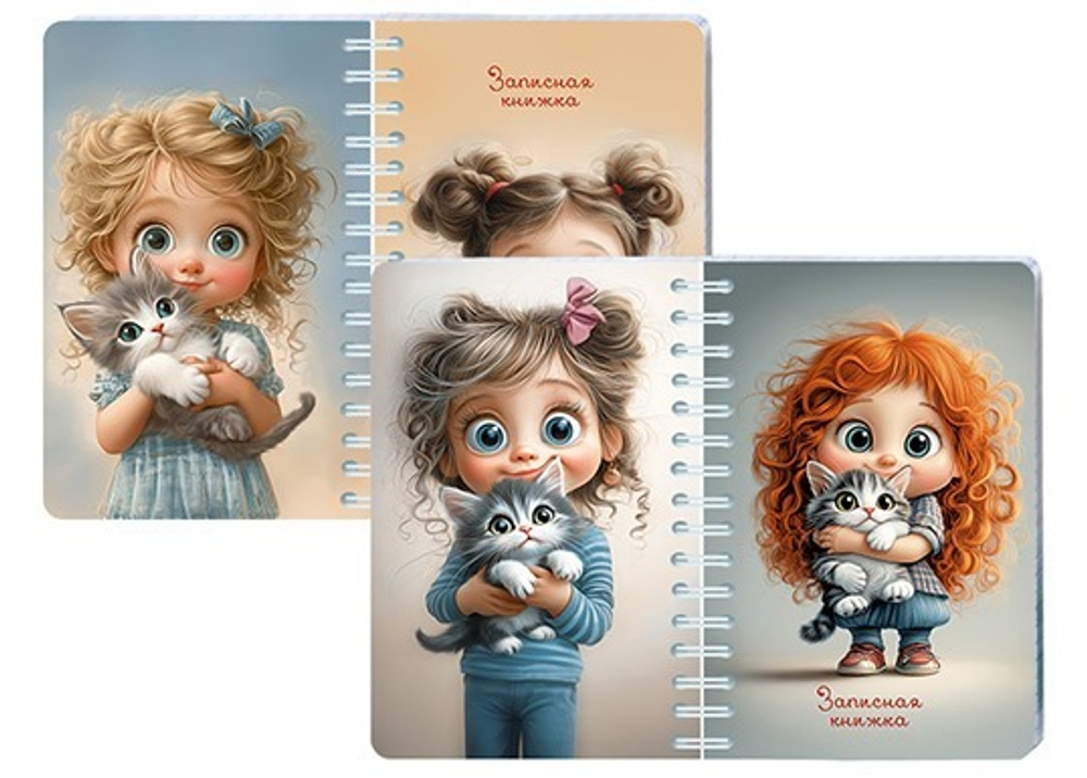 Блокнот-перевертыш А6 80л гребень "Девочки-милашки" кл.