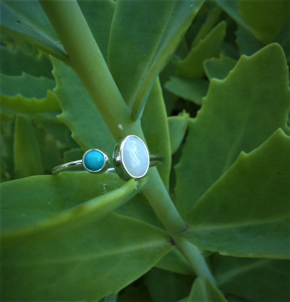 Кольцо СПУТНИК, серебро/опал/бирюза