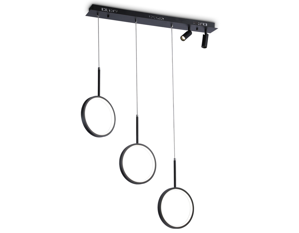 Светильник светодиодный подвесной с пультом FL5278/3+2 BK черный 59W 3000K/4200K/6400K+4200K 800*20*1200 (ПДУ ИК)