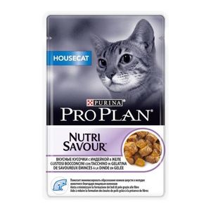 Влажный корм для кошек Pro Plan Indoor при домашнем образе жизни желе с индейкой, 85гр