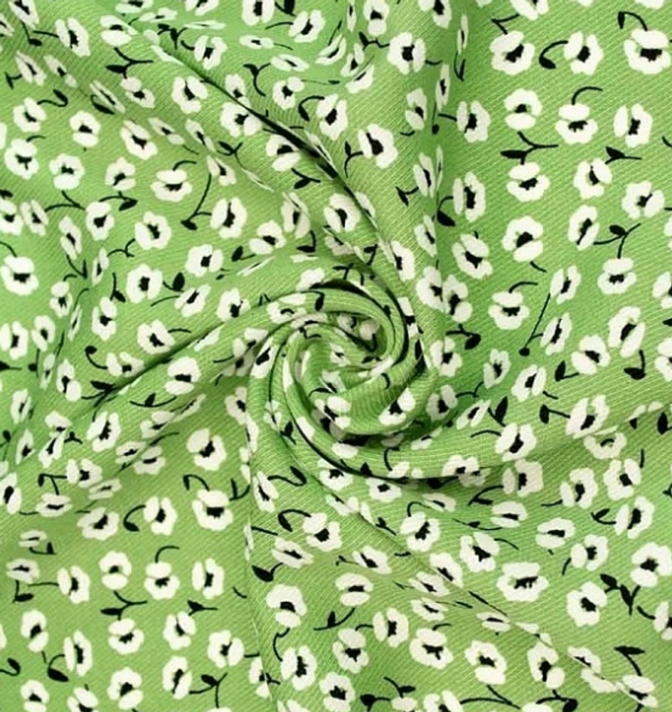 Ткань штапель твил принт 140 гр/м2, 100% вискоза, ш. 145 см, зелёный