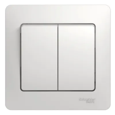 201_ Выключатель двухклавишный в сборе белый сх.5 GLOSSA  арт. GSL000152 Systeme Electric 15шт/уп ш/к 3606480657689