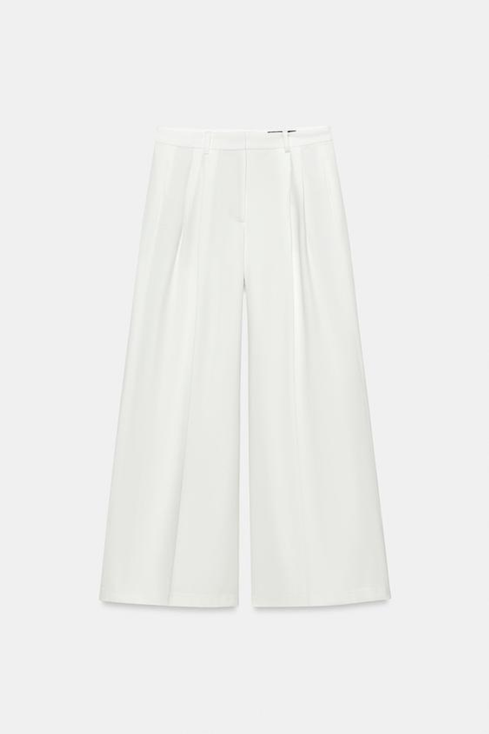 ZARA БРЮКИ WIDE-LEG С ЗАЩИПАМИ — ZW COLLECTION, БЕЛЫЙ