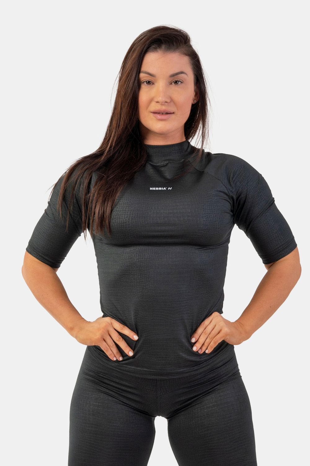 Женская футболка Nebbia Python SnakeSkin Mid Sleeve T-shirt 416 black