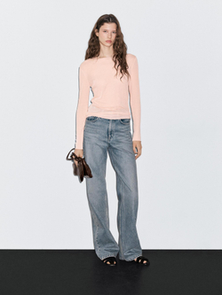 Massimo Dutti Легкая футболка с длинным рукавом, розовый