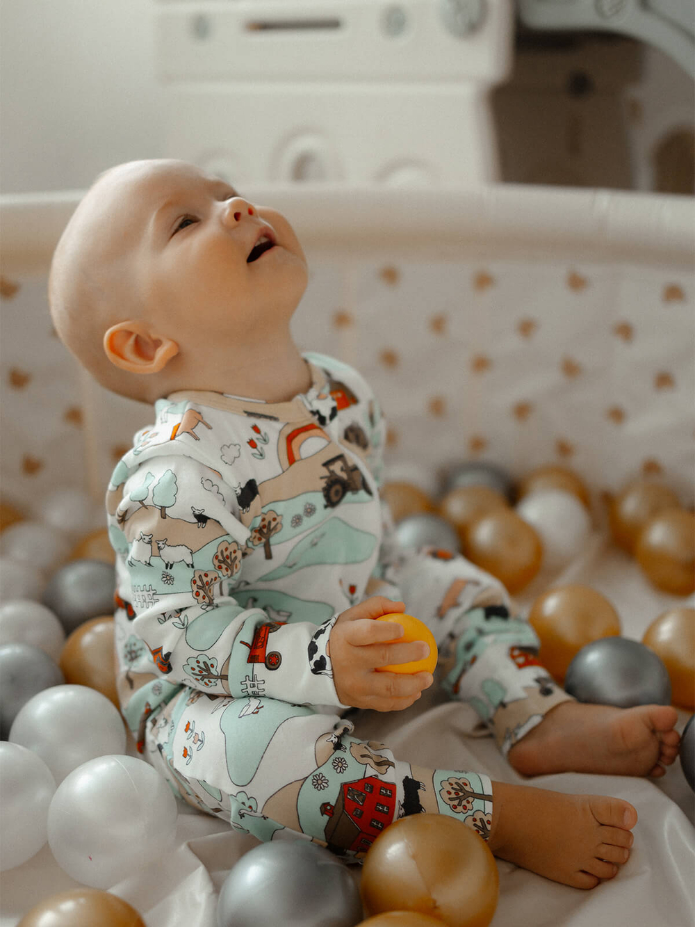 Комбинезон Mjölk Sleep and Play Ферма, на манжетах