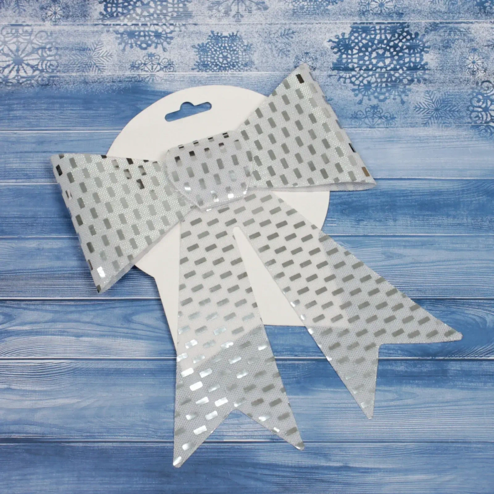 Бант на ёлку «Сияние» 16*21 см, Серебро