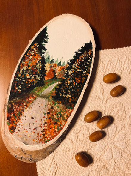 Картина на спиле дерева "Осенний лес"