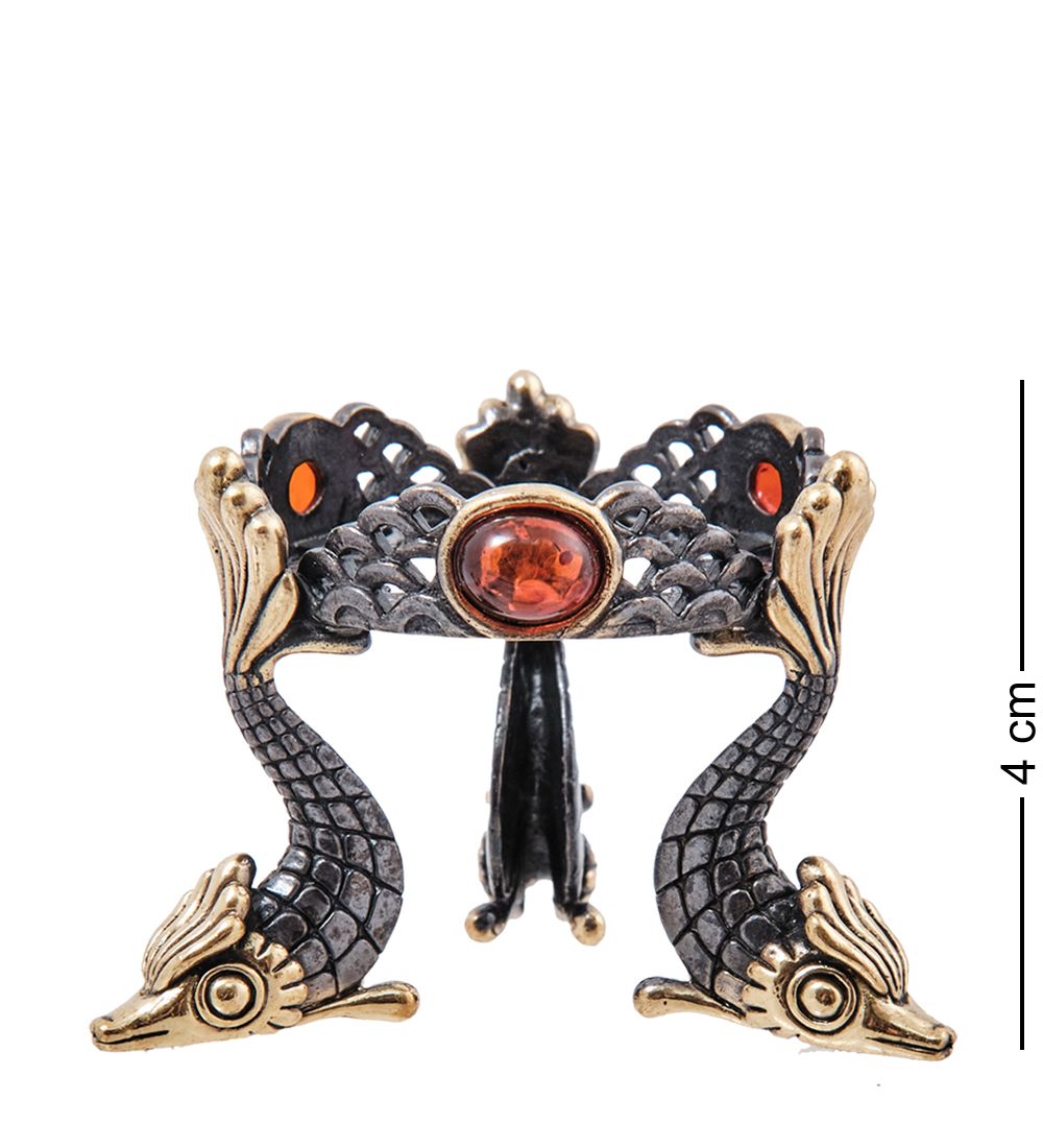 Народные промыслы AM-3996 Подсвечник «Рыбы» (латунь, янтарь)