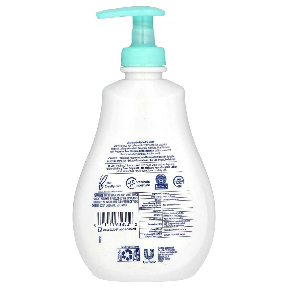 Dove, Средство для ухода за чувствительной кожей для детей, гипоаллергенное средство, без отдушек, 384 мл (13 жидк. унц.)