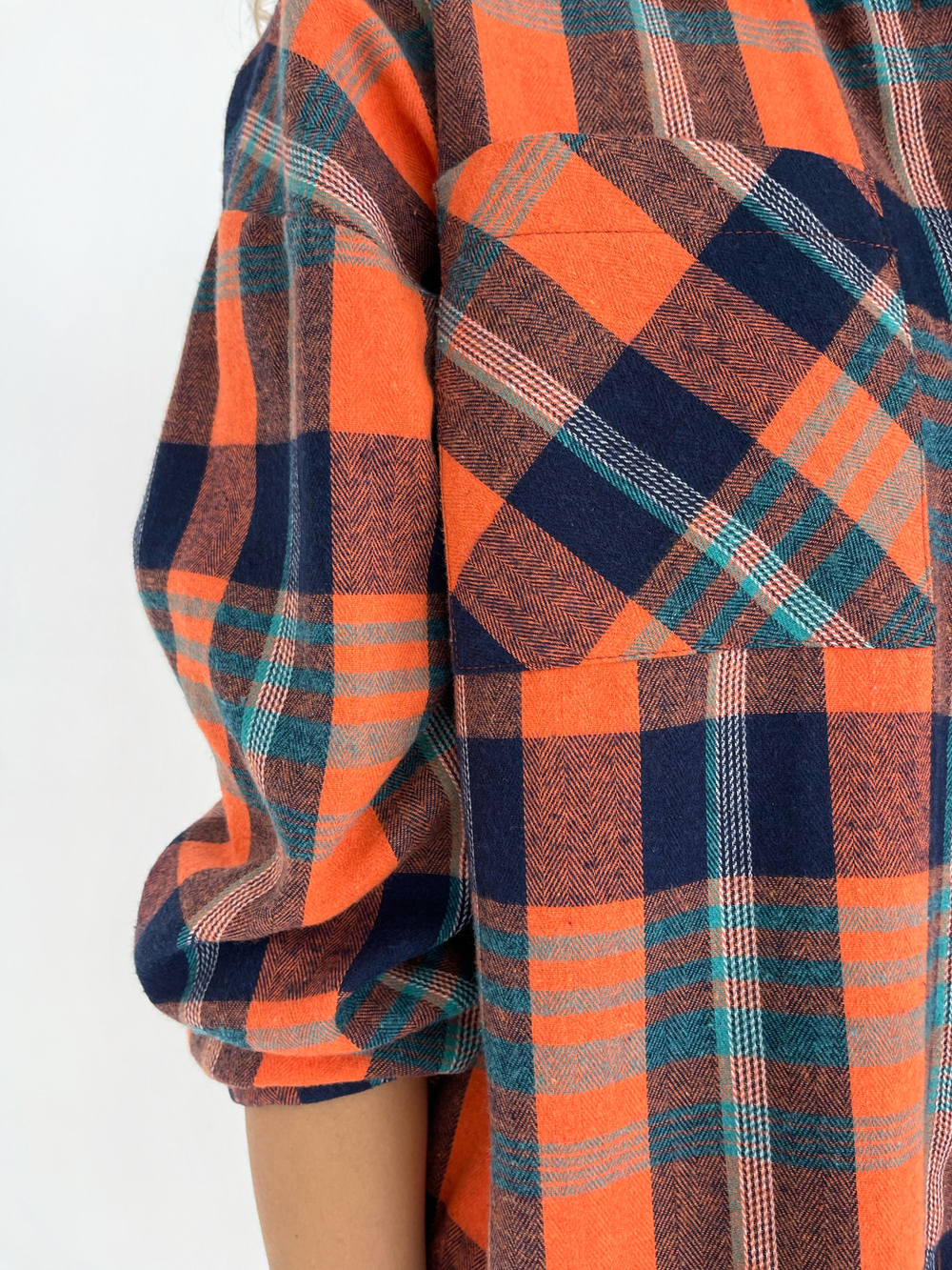 Рубашка в клетку оранжевая 6