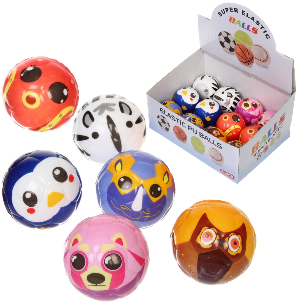 Мяч 6,3 см «Зоопарк» (антистресс) попрыгун, микс СТИКЕР НА ШОУ-БОКС