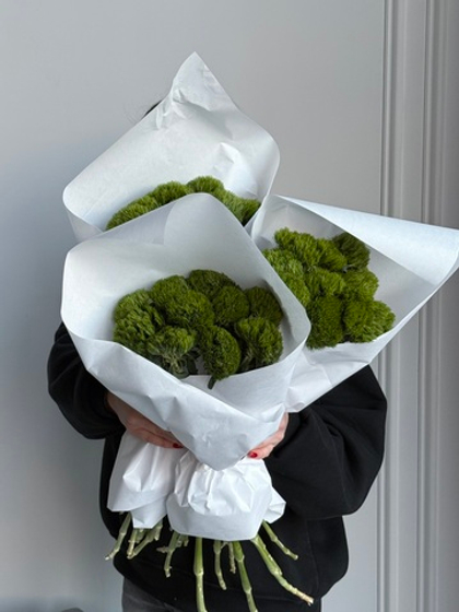 Охапка диантусов в зеленом оттенке сорта Грин трик 10 шт