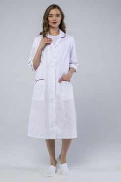 Халат женский "Римма" (белый/брусничный)