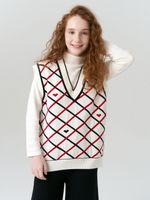 Жилетка в школу для девочки AT1011 черный-молочный