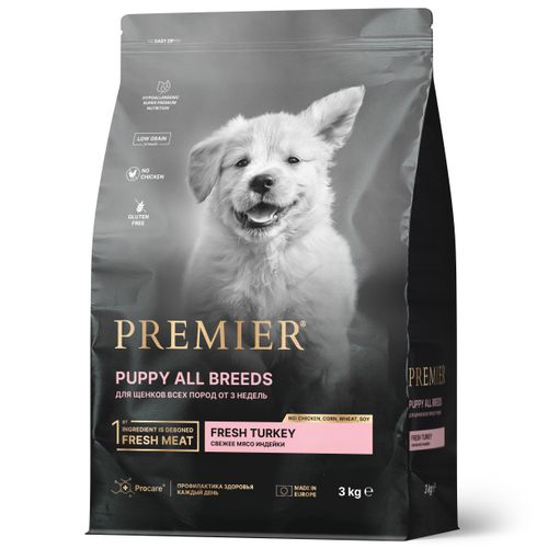 Premier Dog Puppy Turkey Сухой корм для щенков всех пород с  индейкой, 3 кг