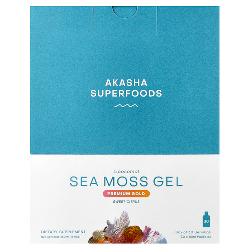 Akasha Superfoods, липосомальный гель из морского мха, сладкий цитрус, 30 пакетиков по 15 мл (0,5 жидк. унции)