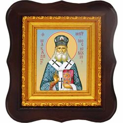 Макарий Невский святитель, митрополит Московский и Коломенский. Икона на холсте.
