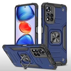 Противоударный чехол Strong Armour Case с кольцом для Xiaomi Redmi Note 11 Pro Plus 5G (Синий)