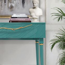 Консоль Арт Колор leaves Классик Голд Пастельно-синий