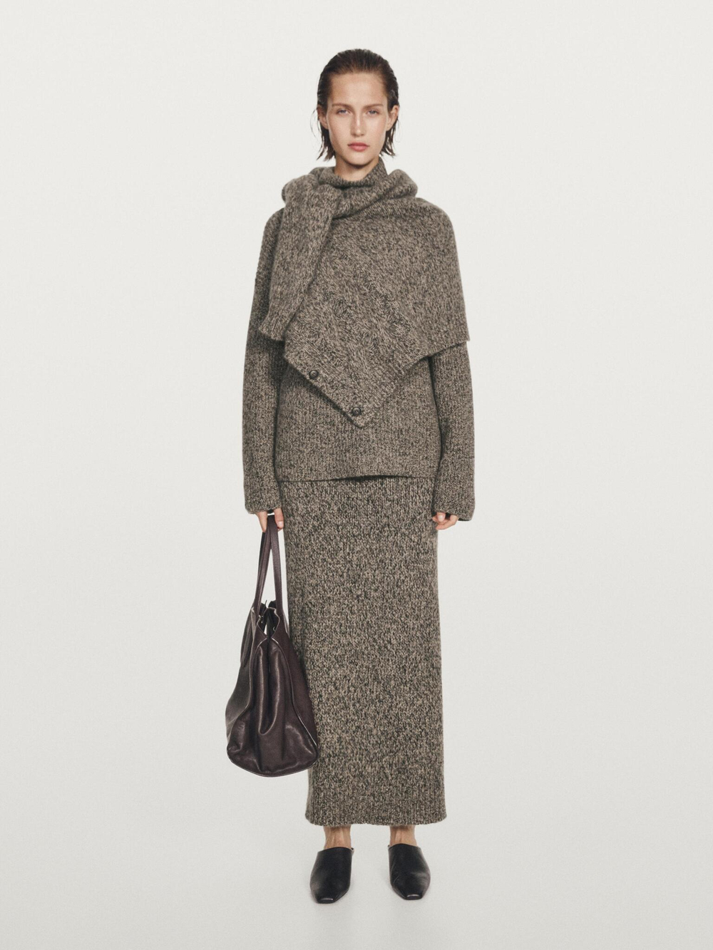 Massimo Dutti Свитер из 100% кашемира с вырезом лодочкой, норка