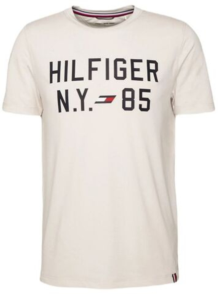 Мужская теннисная футболка Tommy Hilfiger Graphic S/S Training Tee - weathered white