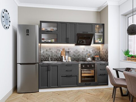 Прямая модульная кухня Сканди-02 Stormy Silkwood - Белый 2140*2200*600