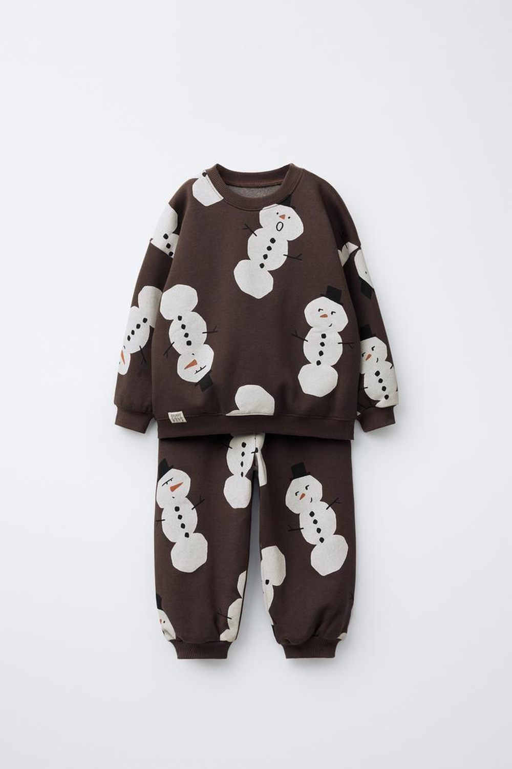 ZARA КОМПЛЕКТ ИЗ ТОЛСТОВКИ И БРЮК-ДЖОГГЕРОВ С ПРИНТОМ, КОРИЧНЕВЫЙ