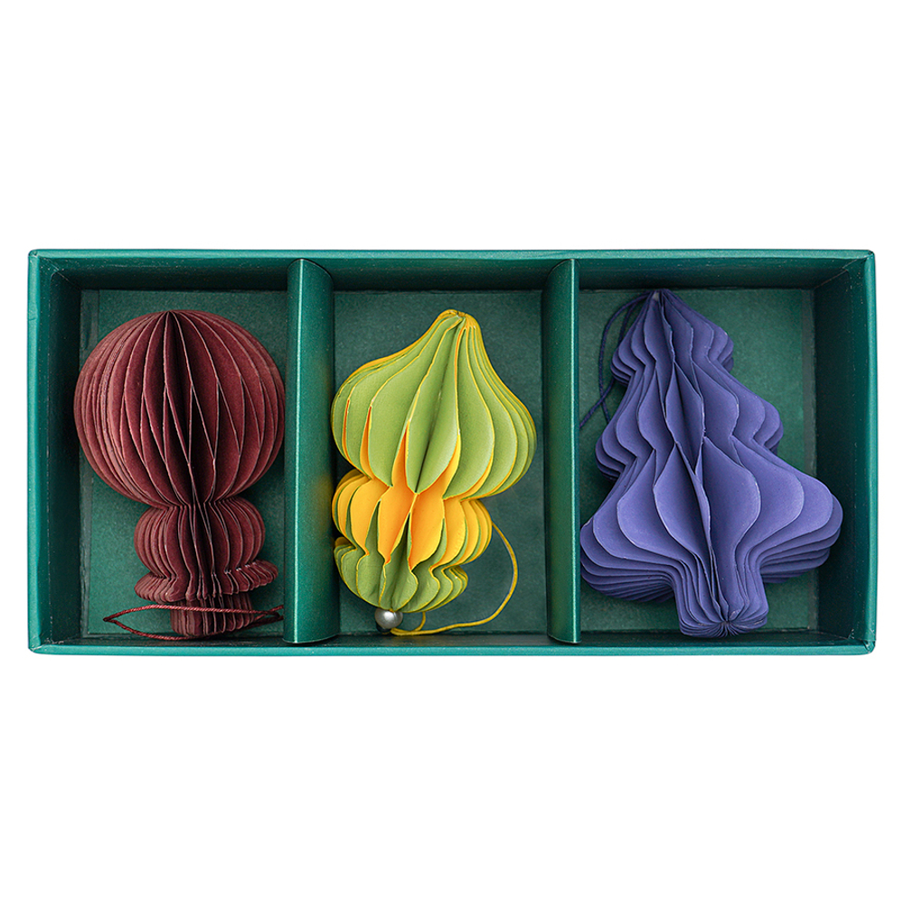 Набор елочных украшений из бумаги honeycomb festive из коллекции new year essential, 3 шт.