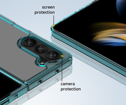 Двухкомпонентный чехол с усиленным рамками бирюзового цвета для Samsung Galaxy Z Fold5, мягкий отклик кнопок