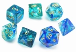 Chessex 7-dice set Festive - Nebula Oceanic/Gold Luminary