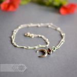 Подвеска ЛУННИЦА с цепочкой, серебро/гранат